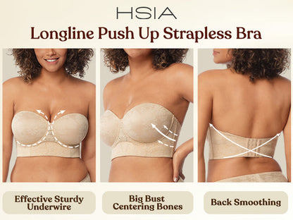 Daisy Lightly Padded Longline Underwire Strapless Balconette Bra