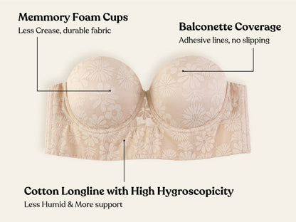 Daisy Lightly Padded Longline Underwire Strapless Balconette Bra