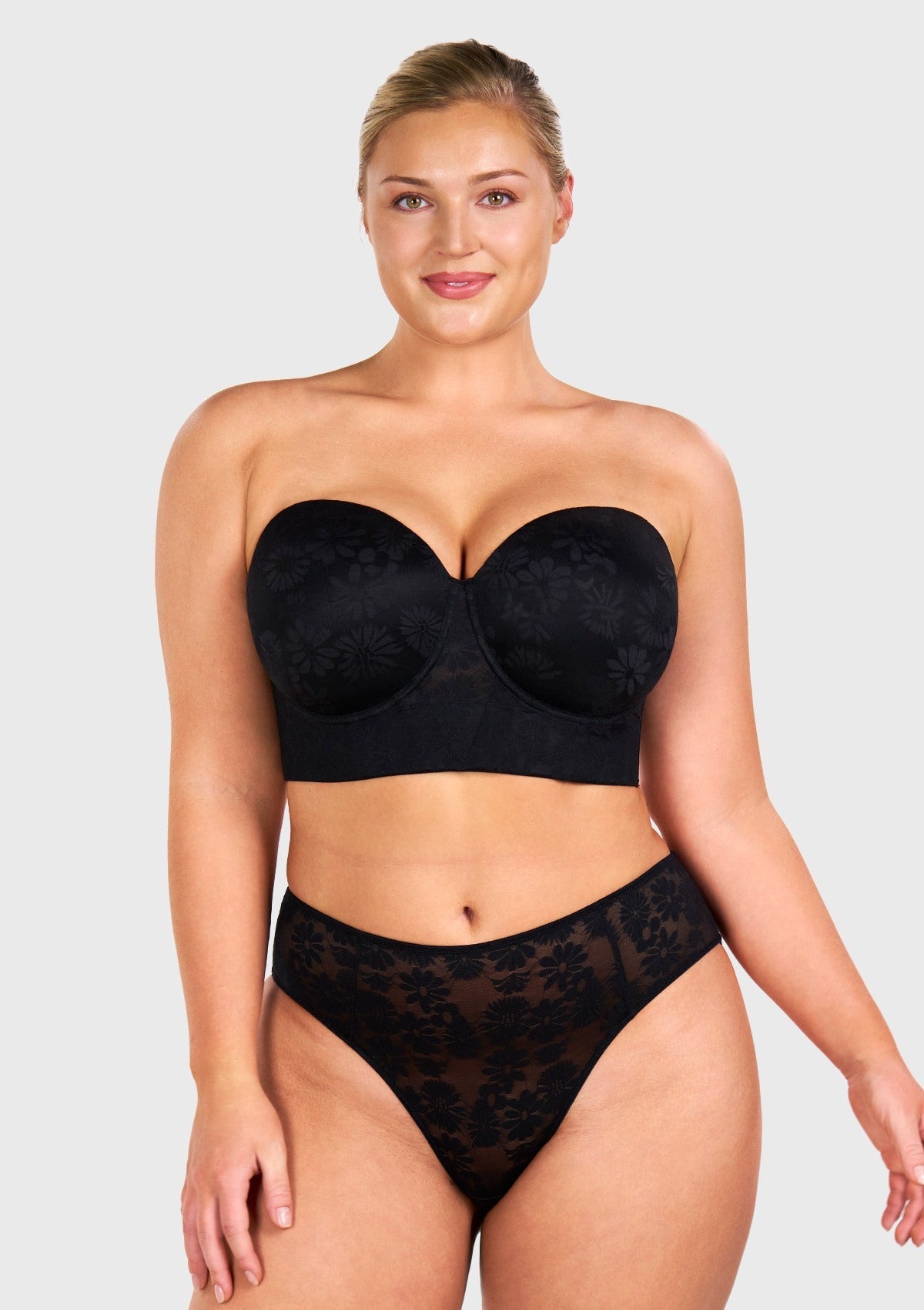 Daisy Smooth Lace Lightly Padded Longline Underwire Strapless Balconette Bra