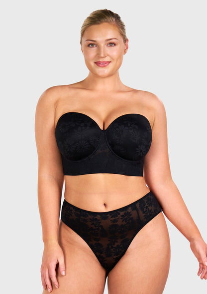 Daisy Smooth Lace Lightly Padded Longline Underwire Strapless Balconette Bra