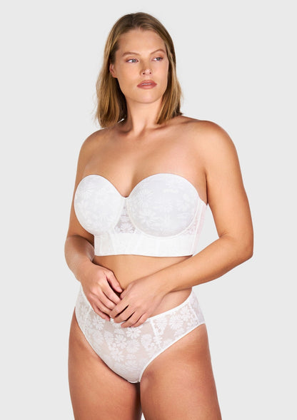 Daisy Smooth Lace Lightly Padded Longline Underwire Strapless Balconette Bra