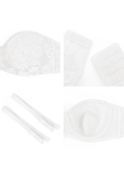 Daisy Lace Non-padded Strapless Minimizer Underwire Bra