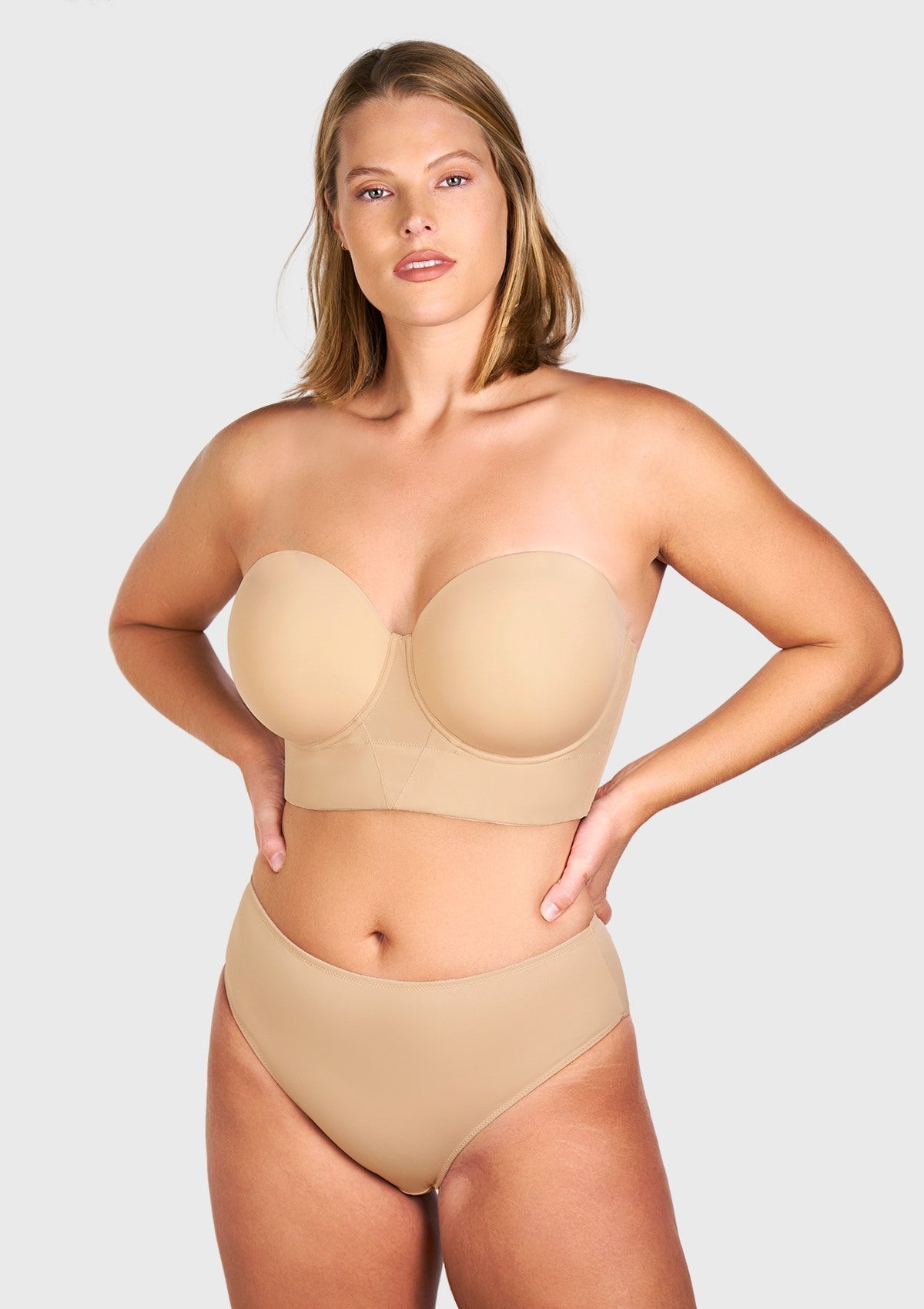 Daisy Smooth Lace Lightly Padded Longline Underwire Strapless Balconette Bra