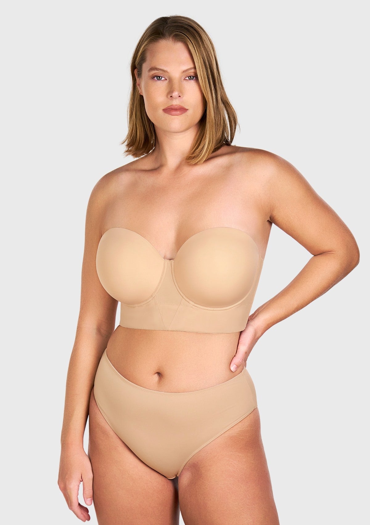 Daisy Smooth Lace Lightly Padded Longline Underwire Strapless Balconette Bra