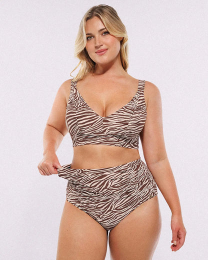 Smart Sculpt™ Ruched V-Neck Bikini Top & High-Waisted Bottom Set