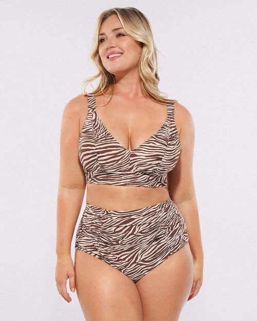 Smart Sculpt™ Ruched V-Neck Bikini Top & High-Waisted Bottom Set