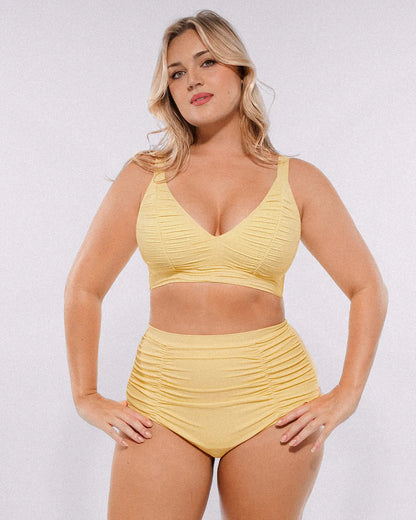 Smart Sculpt™ Ruched V-Neck Bikini Top & High-Waisted Bottom Set