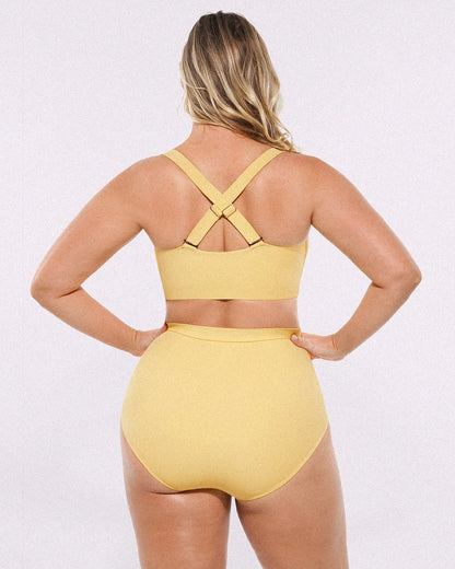 Smart Sculpt™ Ruched V-Neck Bikini Top & High-Waisted Bottom Set