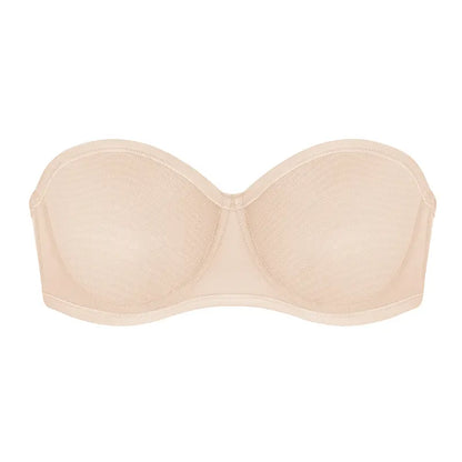Bella Sheer Mesh Unlined Underwire Strapless Balconette Bra
